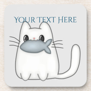 Niedliche Katze mit Preisfisch Getränkeuntersetzer