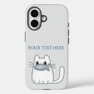 Niedliche Katze mit Preisfisch iPhone 16 Hülle