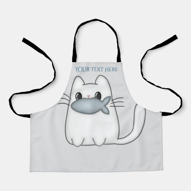 Niedliche Katze mit Preisfisch Schürze (Vorderseite)