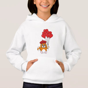 Niedliche Katze mit Rotem Herzen Hoodie