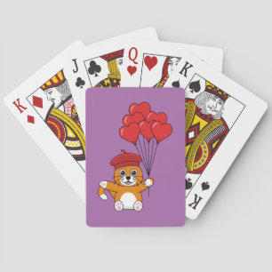 Niedliche Katze mit Rotem Herzen Spielkarten