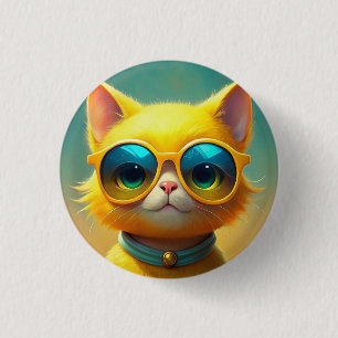 Niedliche Katze mit Sonnenbrille Button