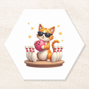Niedliche Katze mit Sonnenbrille Katze Bowling spi Untersetzer