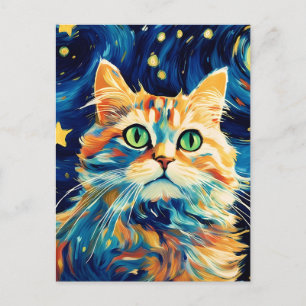 Niedliche Katze mit Sternen Postkarte