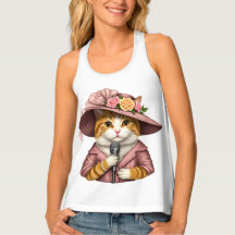 Niedliche Katze mit Strohhut Top - Stilvoll & Casu