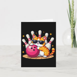Niedliche Katze mit Sungles Katze Bowling spielen Karte