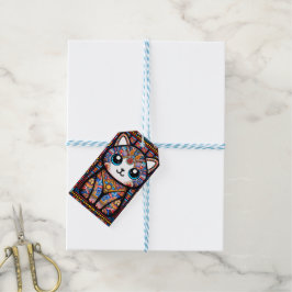 Niedliche Katze mit traditionellem Muster Geschenkanhänger