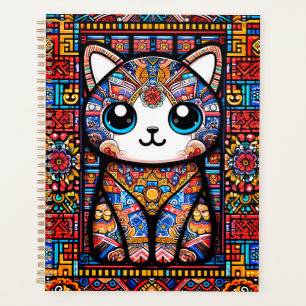 Niedliche Katze mit traditionellem Muster Planer