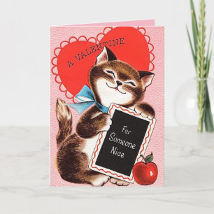Niedliche Katze mit Valentinstag-Karte des Roten H Feiertagskarte