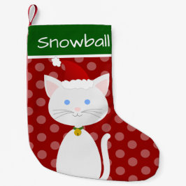 Niedliche Katze mit Weihnachtsmannmütze Kleiner Weihnachtsstrumpf