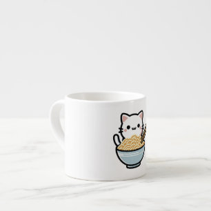 Niedliche Katze mit Wok Noodles   Kawaii Animal Ar Espressotasse