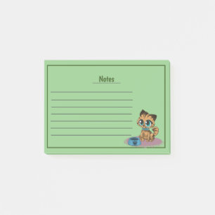 Niedliche Katze mit Zeilen Post-it-Hinweise Post-it Klebezettel