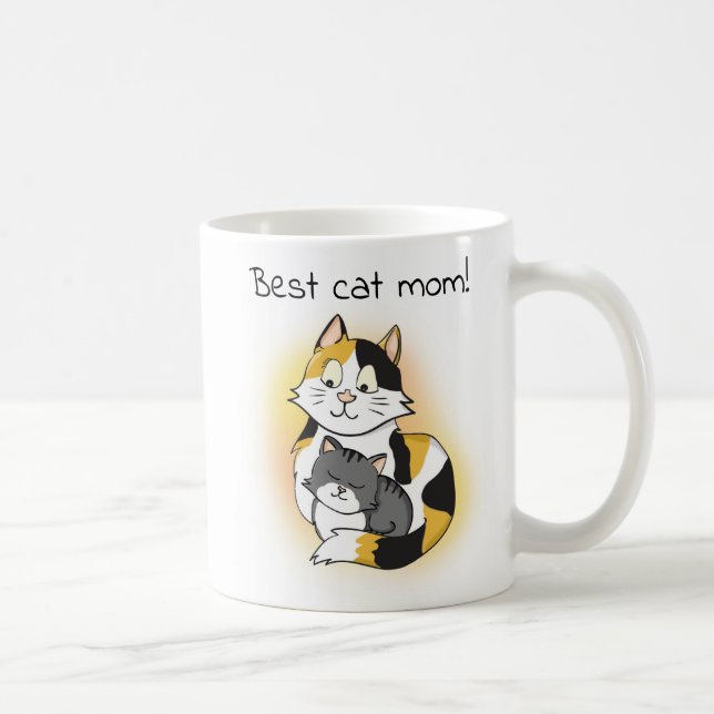 Niedliche Katze Mutter und Kitten Beste Katze Mama Kaffeetasse (Rechts)