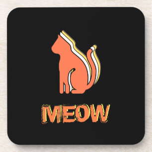 Niedliche Katze, Orange & Gelb Tier, Abstrakter Po Getränkeuntersetzer