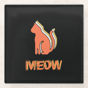 Niedliche Katze, Orange & Gelb Tier, Abstrakter Po Glasuntersetzer