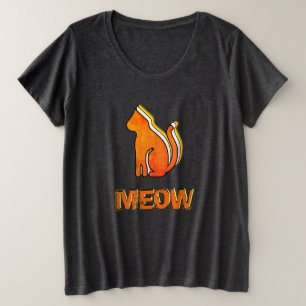 Niedliche Katze, Orange & Gelb Tier, Abstrakter Po Große Größe T-Shirt