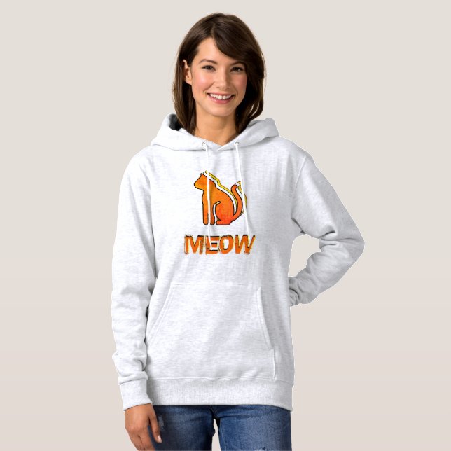 Niedliche Katze, Orange & Gelb Tier, Abstrakter Po Hoodie (Vorne ganz)