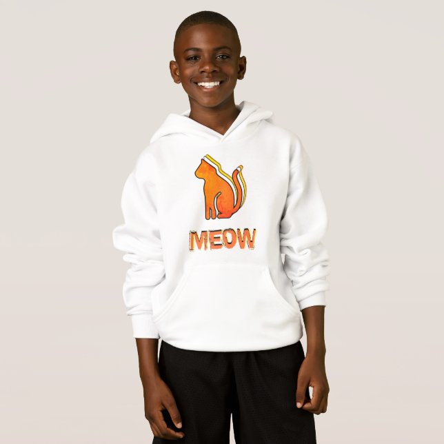 Niedliche Katze, Orange & Gelb Tier, Abstrakter Po Hoodie (Vorne ganz)