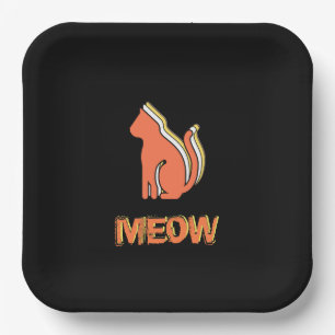 Niedliche Katze, Orange & Gelb Tier, Abstrakter Po Pappteller