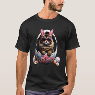 Niedliche Katze Ostern Christliche Familie Fröhlic T-Shirt