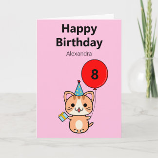 Niedliche Katze Personalisiert Geburtstag Karte