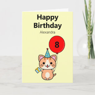 Niedliche Katze Personalisiert Geburtstag Karte