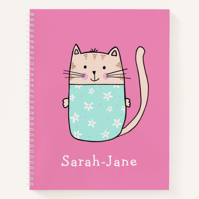 Niedliche Katze Personalisiert Individuelle Name R Notizbuch (Vorderseite)