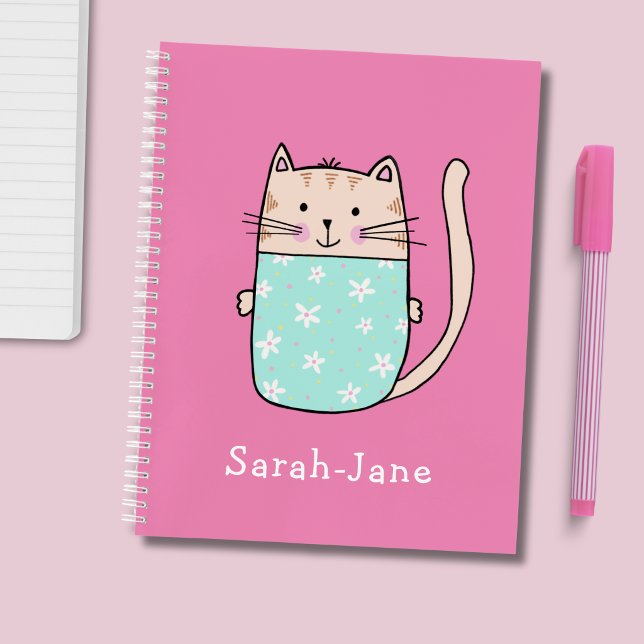 Niedliche Katze Personalisiert Individuelle Name R Notizbuch (Cute kitty cat personalised notebook)