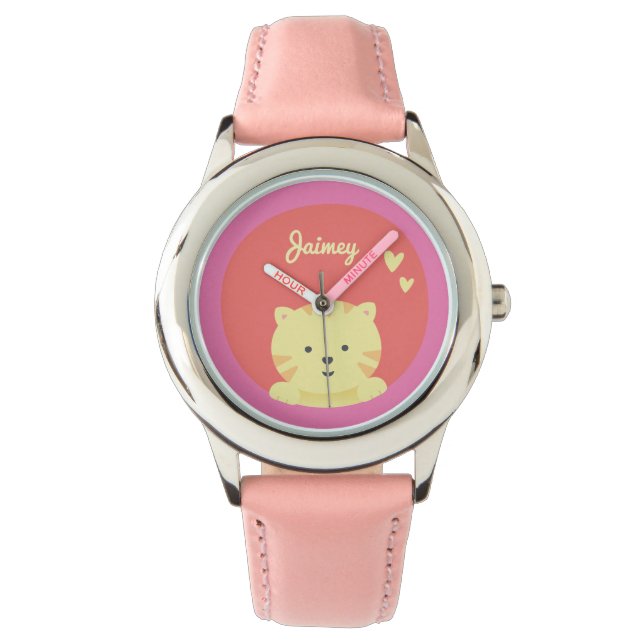 Niedliche Katze - Personalisierte Kinder beobachte Armbanduhr (Vorderseite)