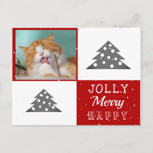 Niedliche Katze Pet Typografie Weihnachtsbaum Foto Feiertagspostkarte