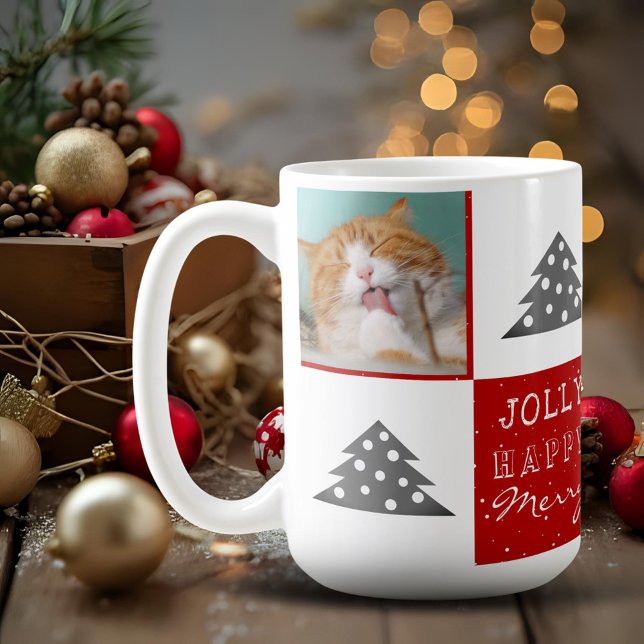 Niedliche Katze Pet Typografie Weihnachtsbaum Foto Kaffeetasse (Von Creator hochgeladen)