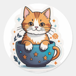 Niedliche Katze Runder Aufkleber