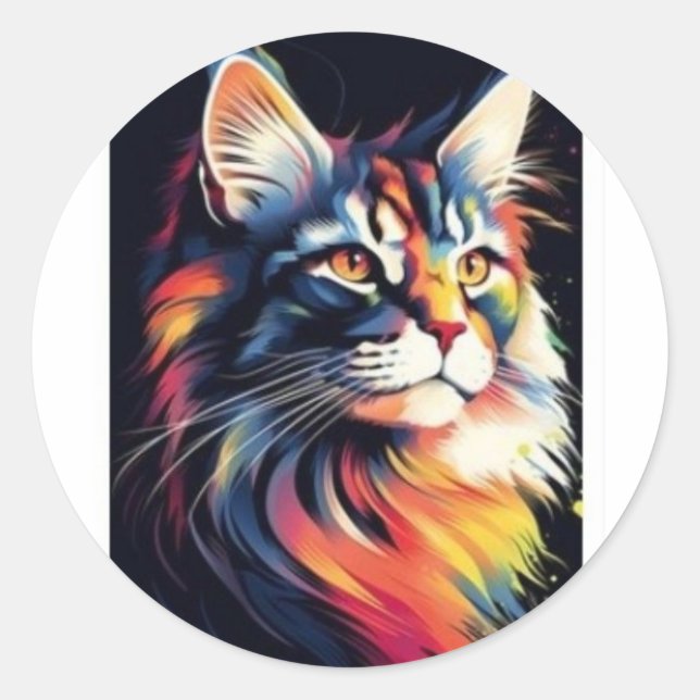 Niedliche Katze Runder Aufkleber (Vorderseite)