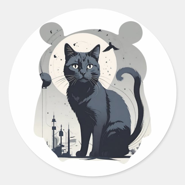 Niedliche Katze Runder Aufkleber (Vorderseite)