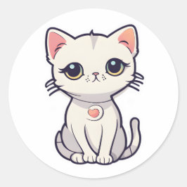 Niedliche Katze sagt ohayo! Runder Aufkleber
