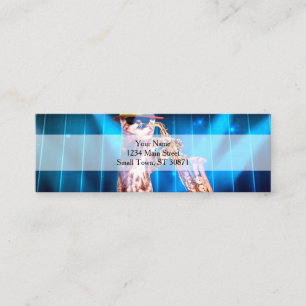 Niedliche Katze Saxophonist Mini Visitenkarte