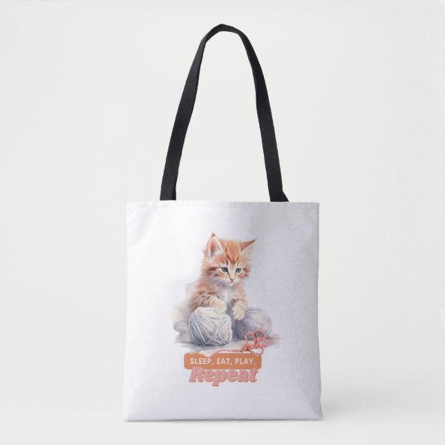 Niedliche Katze "Schlaf, essen, spielen, wiederhol Tasche (Vorderseite)