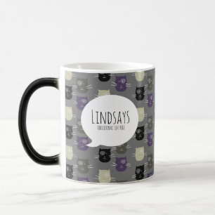 Niedliche Katze Schwarz Lila Grau Schwarze Kaffeet Verwandlungstasse