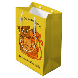 Niedliche Katze Spezieller Text und Farbgeschenkta Mittlere Geschenktüte