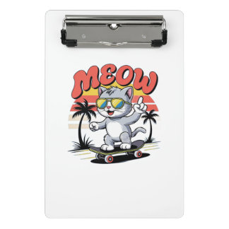 Niedliche Katze spielt auf schönem Feld Mini Klemmbrett