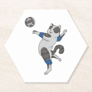 Niedliche Katze spielt Volleyball Tierbesitzer Untersetzer