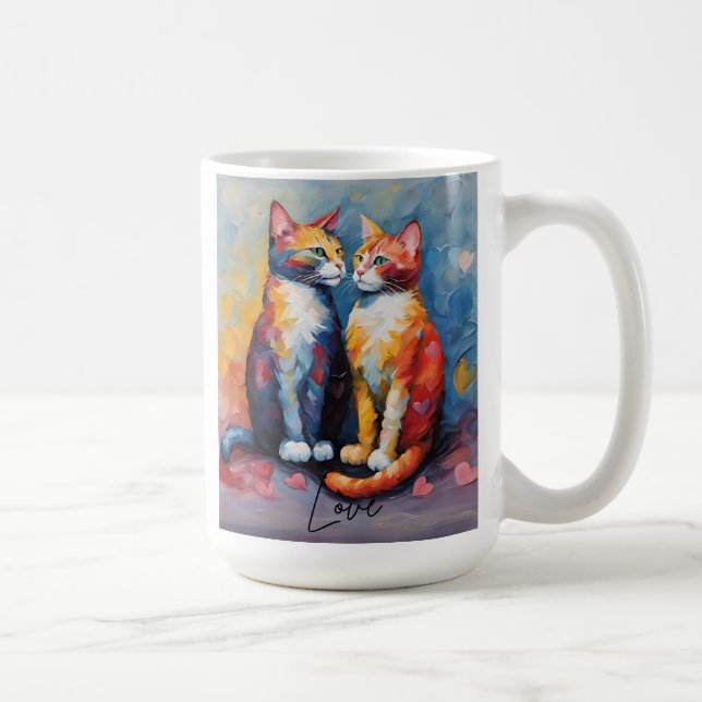 Niedliche Katze Stilvolle Tierkatze Latte Kaffee T Kaffeetasse (Rechts)