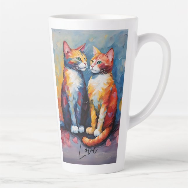Niedliche Katze Stilvolle Tierkatze Latte Kaffee T Milchtasse (Rechts)