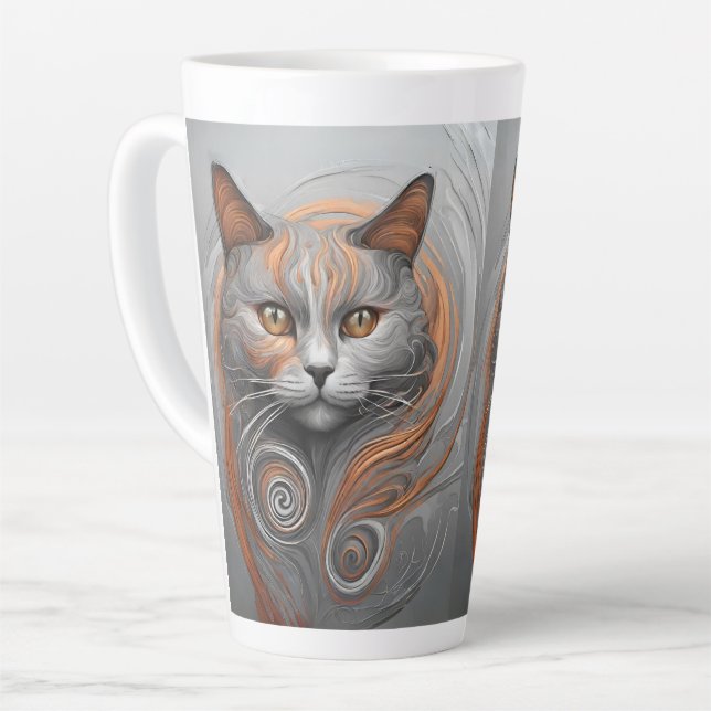 Niedliche Katze Stilvolle Tierkatze Latte Kaffee T Milchtasse (Linke Ecke)