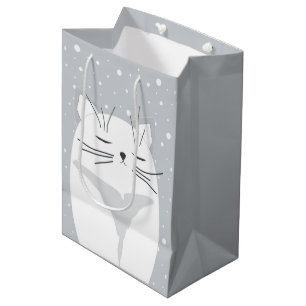 Niedliche Katze, Symbol von 2023. Mittlere Geschenktüte