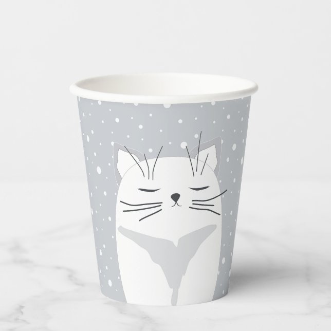 Niedliche Katze, Symbol von 2023. Pappbecher (Vorderseite)