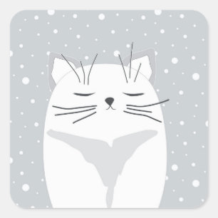 Niedliche Katze, Symbol von 2023. Quadratischer Aufkleber