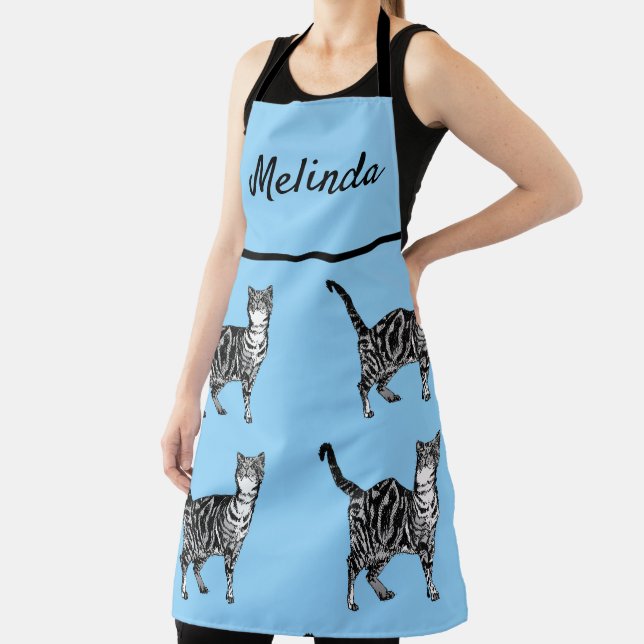 Niedliche Katze Tabby Muster Blaue Katzen Frauen K Schürze (InSitu)