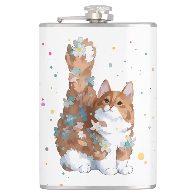Niedliche Katze Tier Flachmann (Vorderseite)