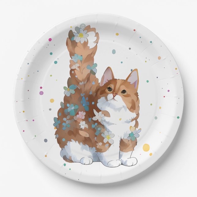 Niedliche Katze Tier Pappteller (Vorderseite)